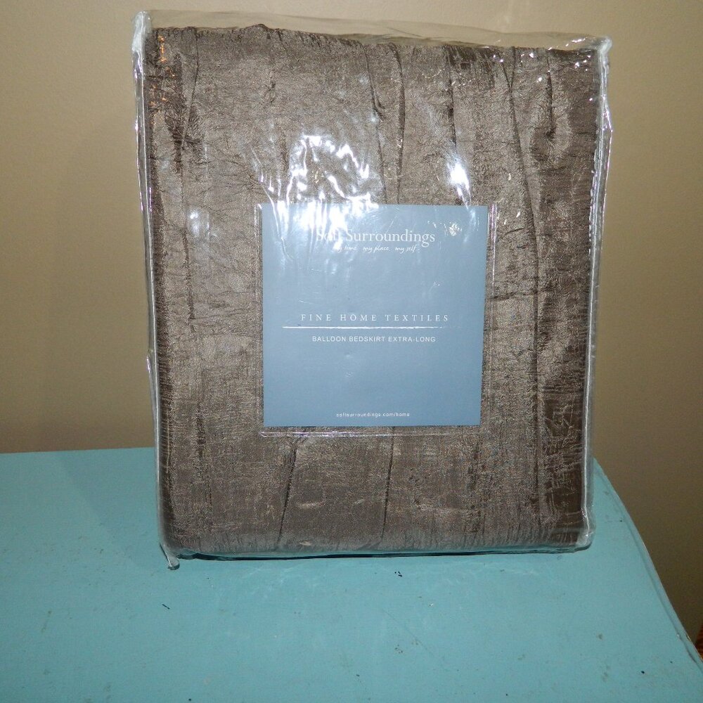 Soft Surroundings Balloon Bedskirt Twin Extra Long 21" Drop Mocha